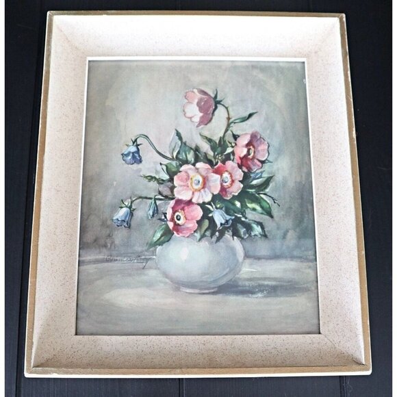 Framed Flower Prints 2 Countess Zichy Vintage 1960's Wood Frame - Picture 2 of 5